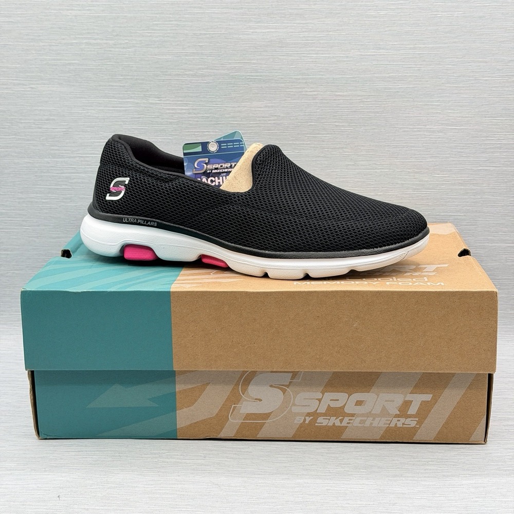 Skechers Women's 9 Black Slip On Walking Shoes Loafers S Sport Zeroing Woven NIB